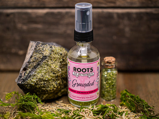 “GROUNDED” CRYSTAL AND HERBAL INFUSED SPRAY